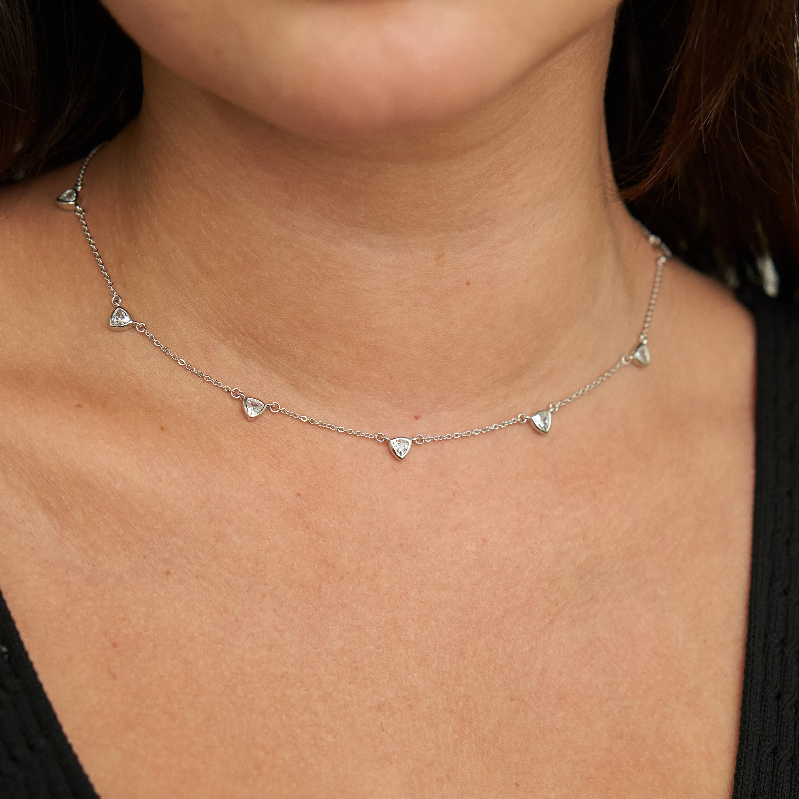 Silver CZ Drop Necklace