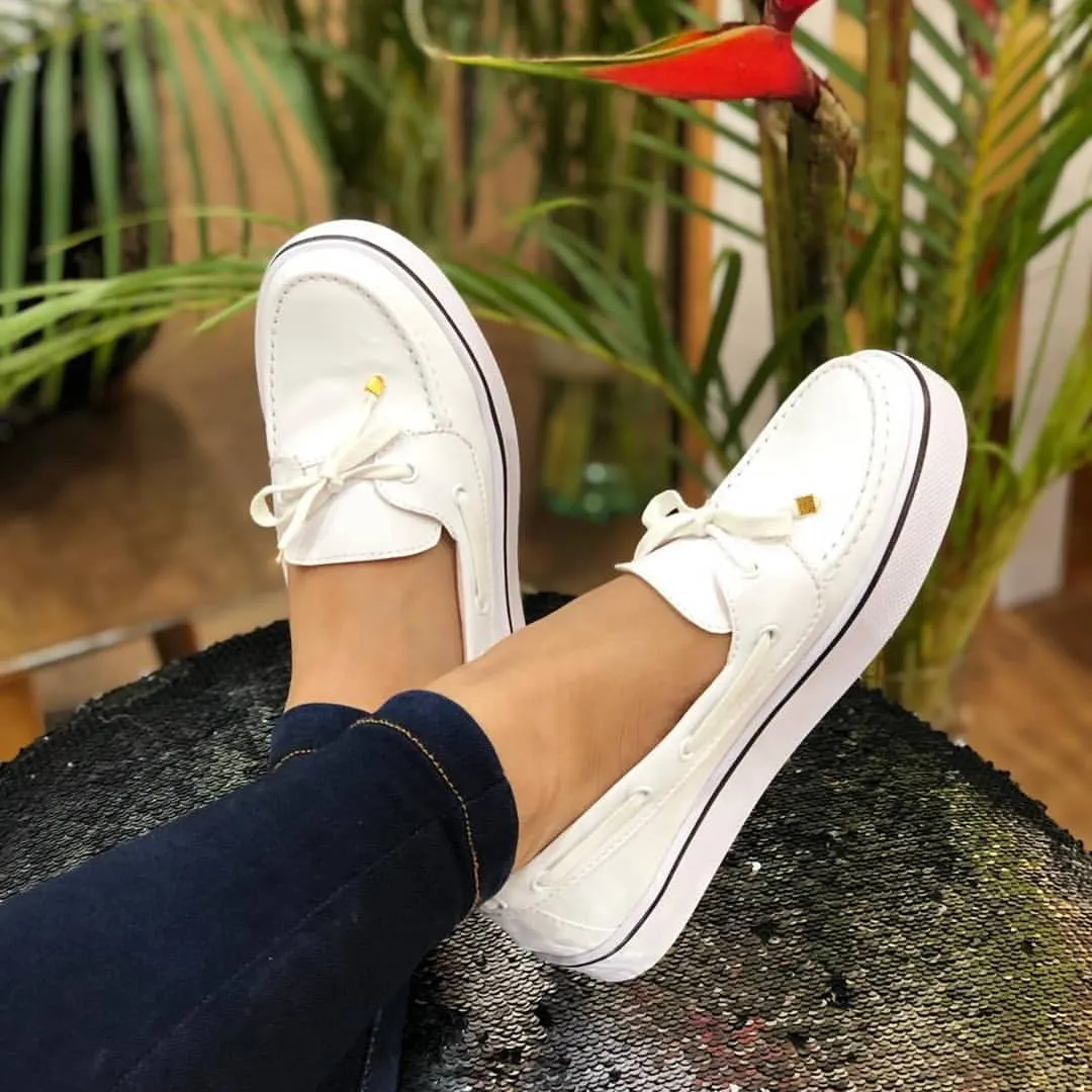 Suede Bow Tie Slip On Shallow Comfort Vulcanized Sneakers