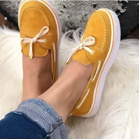 Suede Bow Tie Slip On Shallow Comfort Vulcanized Sneakers