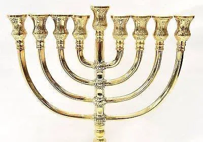 Temple Menorah Hanukkah Gold Plated candle holder Judaica