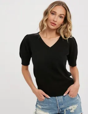 The Colbie Short Sleeve Sweater in Black