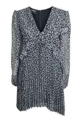 THE KOOPLES Black White Paisley Print Pleated Mini Dress  (2 | EU 38 | UK 12 | IT 44)