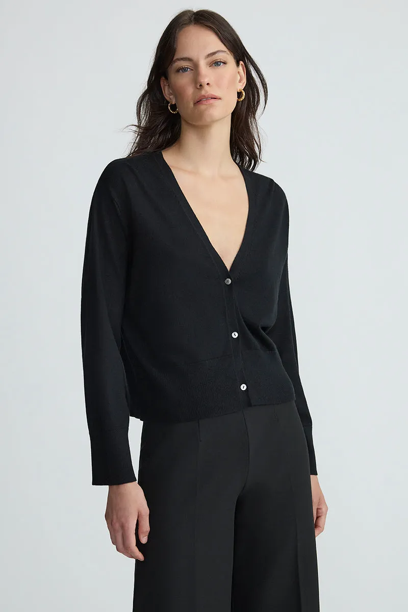 THE SILK CARDIGAN - BLACK