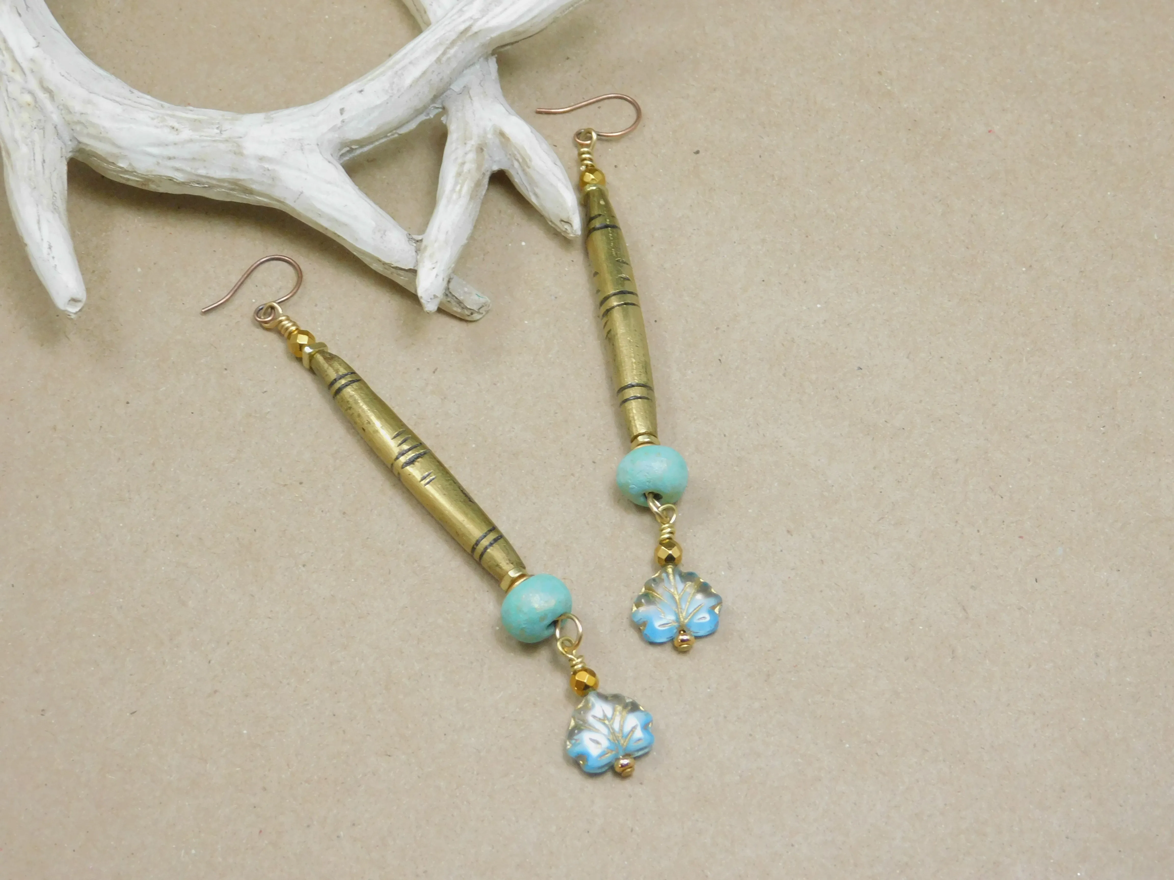 Tuareg Brass Tube Earrings