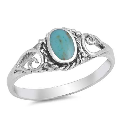 Turquoise Oval Stone Sterling Silver Ring