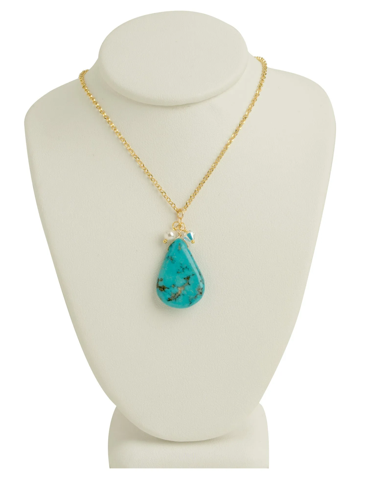 Turquoise Teardrop Stone Necklace