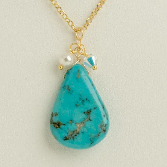 Turquoise Teardrop Stone Necklace