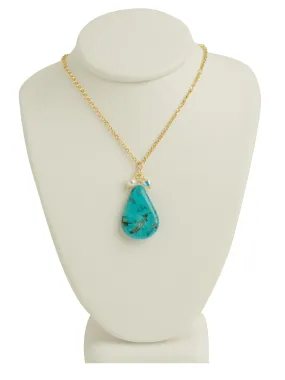 Turquoise Teardrop Stone Necklace