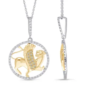 Two Tone Gold White & Yellow Diamond Griffiness Necklace