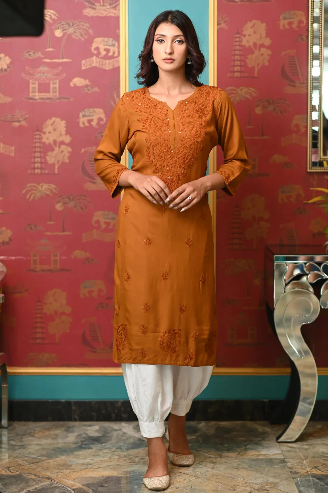 Ulfat Rayon Mukaish Chikankari Kurti