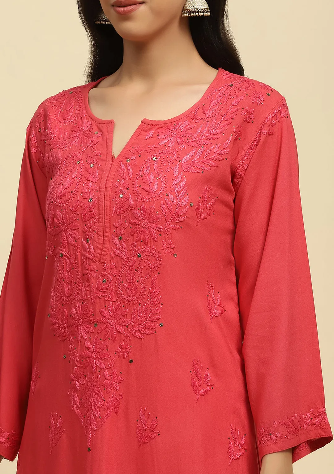 Ulfat Rayon Mukaish Chikankari Kurti