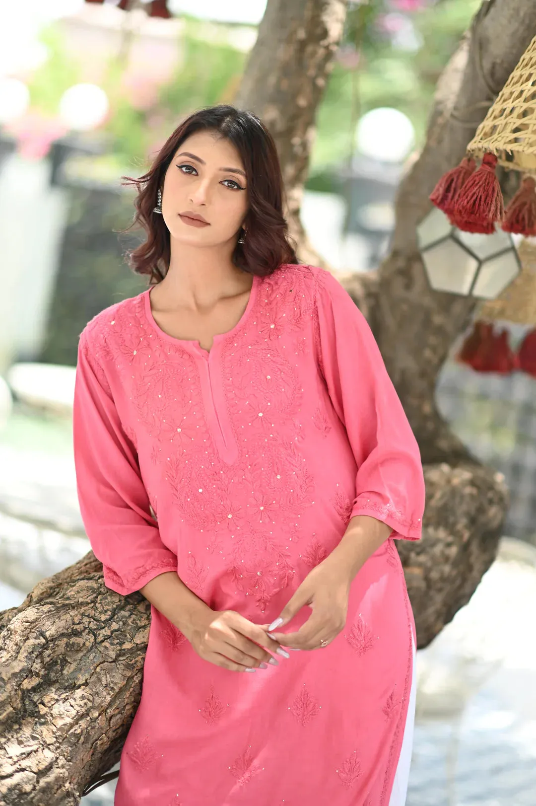 Ulfat Rayon Mukaish Chikankari Kurti