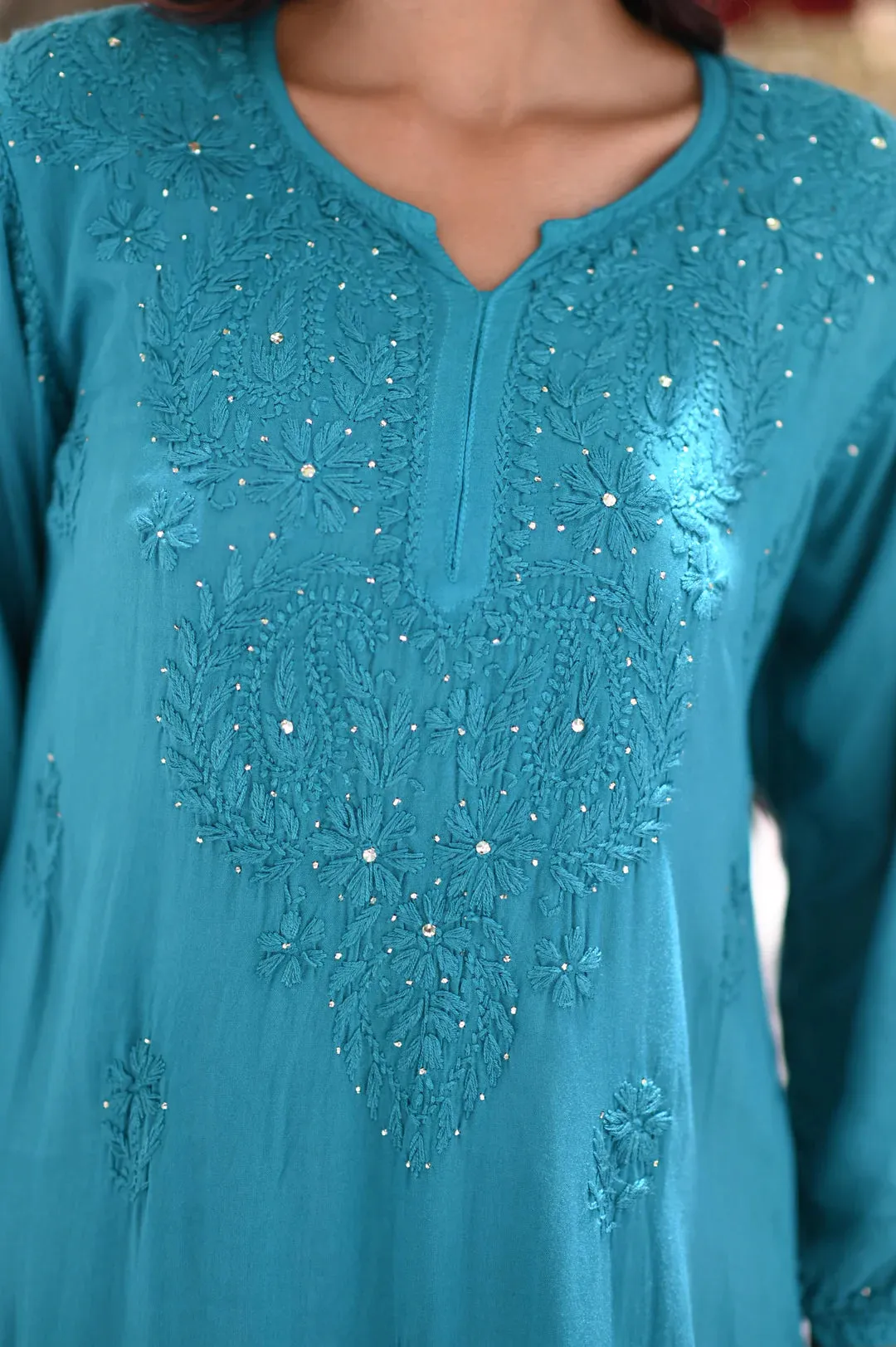 Ulfat Rayon Mukaish Chikankari Kurti