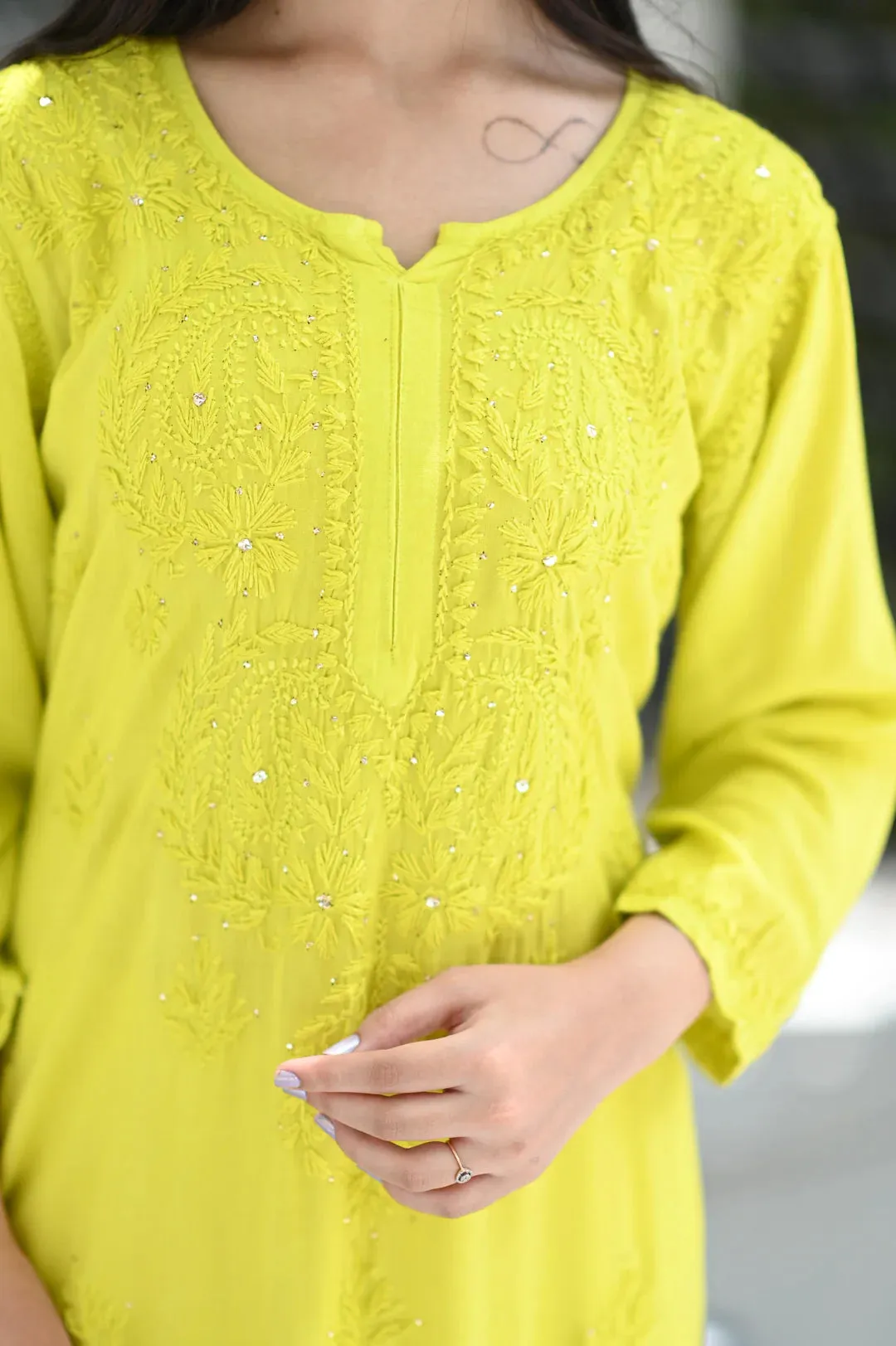 Ulfat Rayon Mukaish Chikankari Kurti