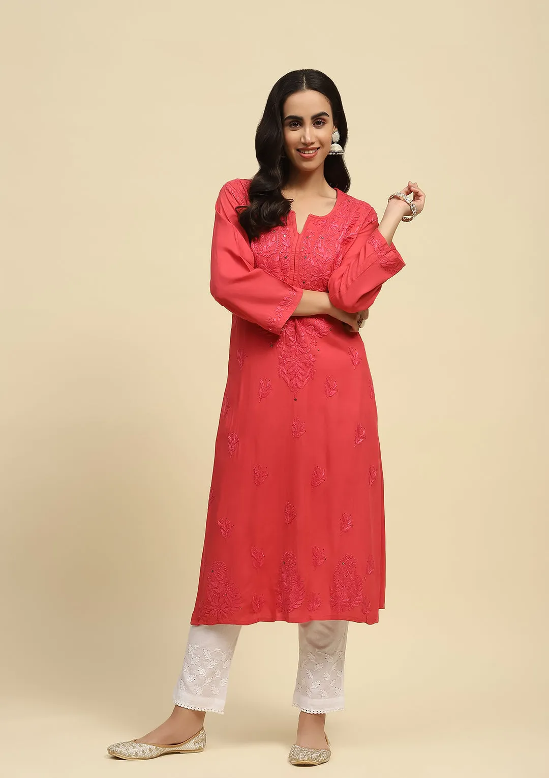 Ulfat Rayon Mukaish Chikankari Kurti