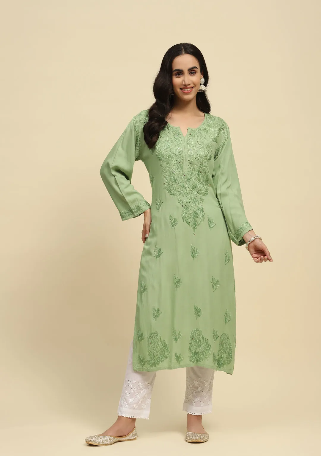 Ulfat Rayon Mukaish Chikankari Kurti