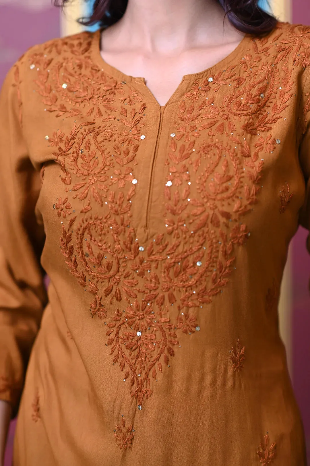 Ulfat Rayon Mukaish Chikankari Kurti