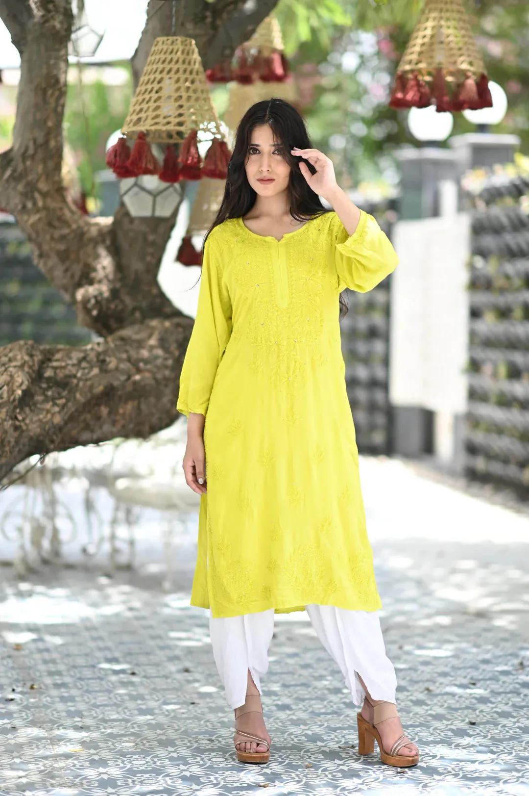 Ulfat Rayon Mukaish Chikankari Kurti