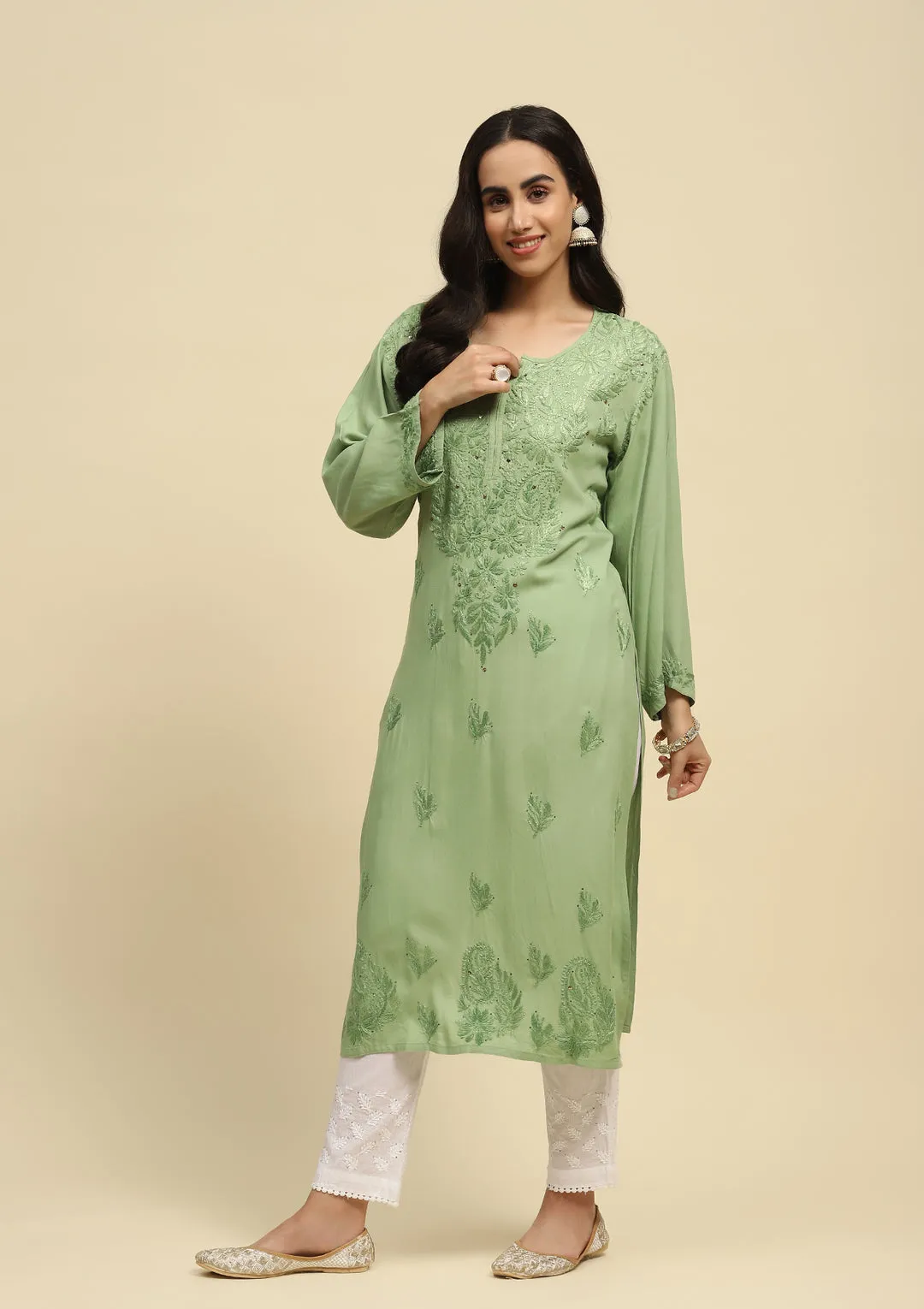 Ulfat Rayon Mukaish Chikankari Kurti