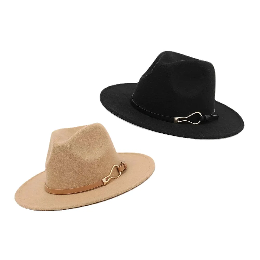 Unisex Wide Brim Iron Ring Belt Deco Top Hat Outdoor All-match Sunshade Suncreen Hat