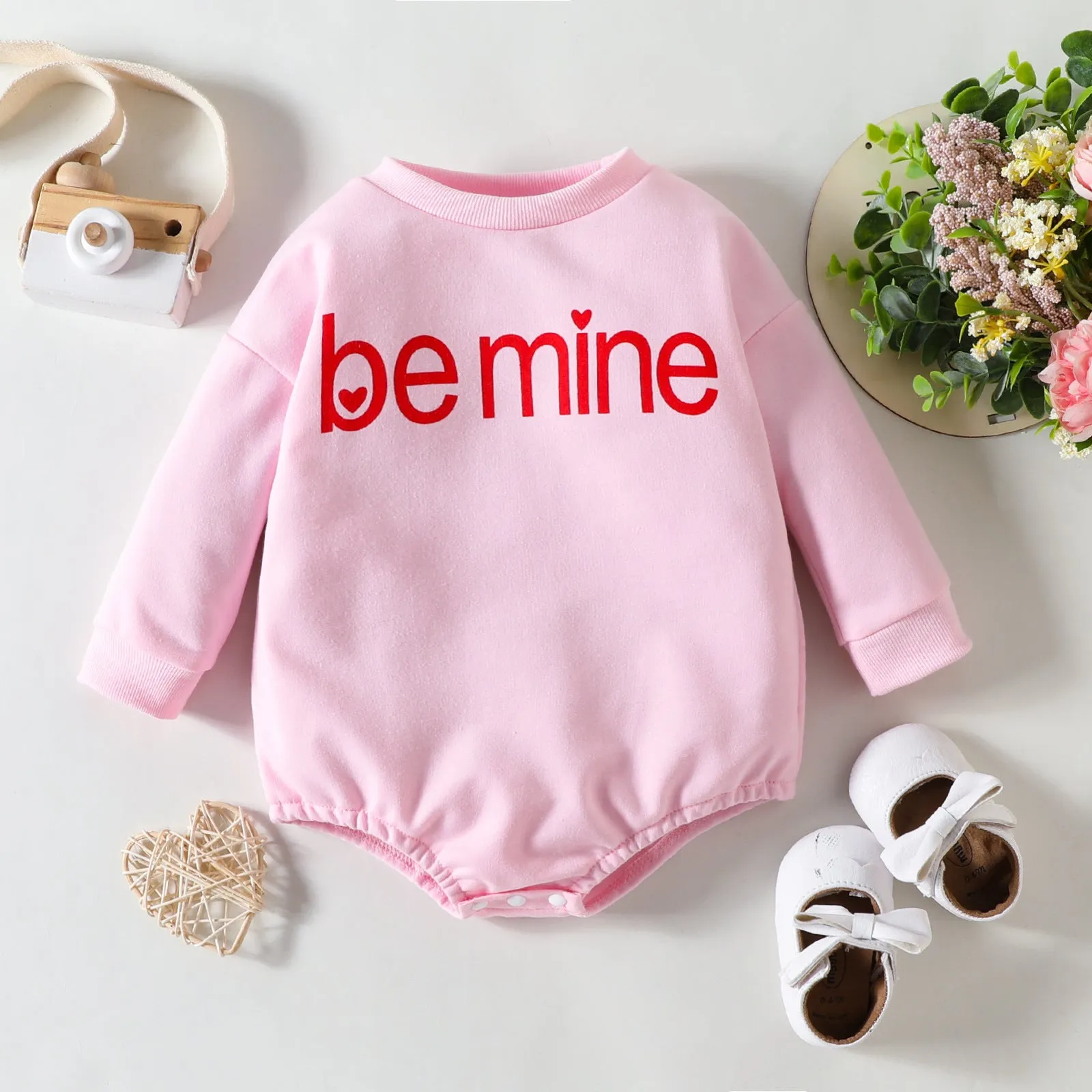 Valentine's Day Baby and Child Bodysuit Amazon Spring and Autumn Alphabet Print Children's Romper