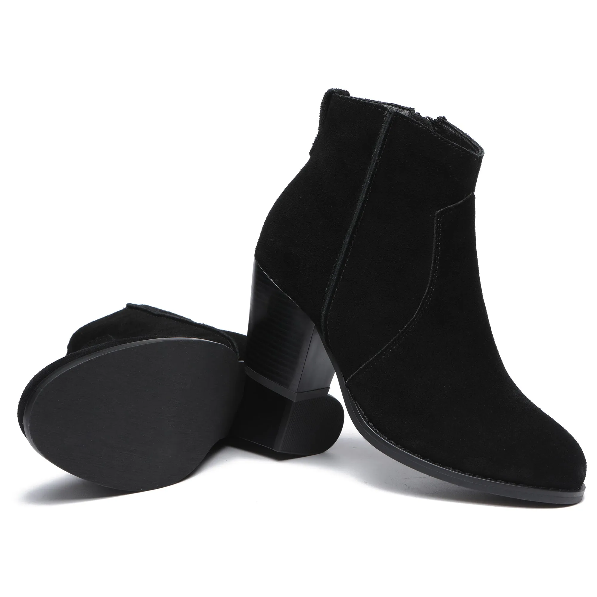 Vera Suede Ankle Zipper Boots