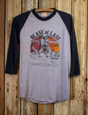 Vintage Blast At Last Queen City Van Club Raglan Graphic T Shirt 80s Gray/Black Small