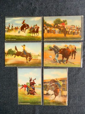 Vintage Doubleday Cowboy Rodeo Postcards, c. 1940s - Lot of 6 Cards