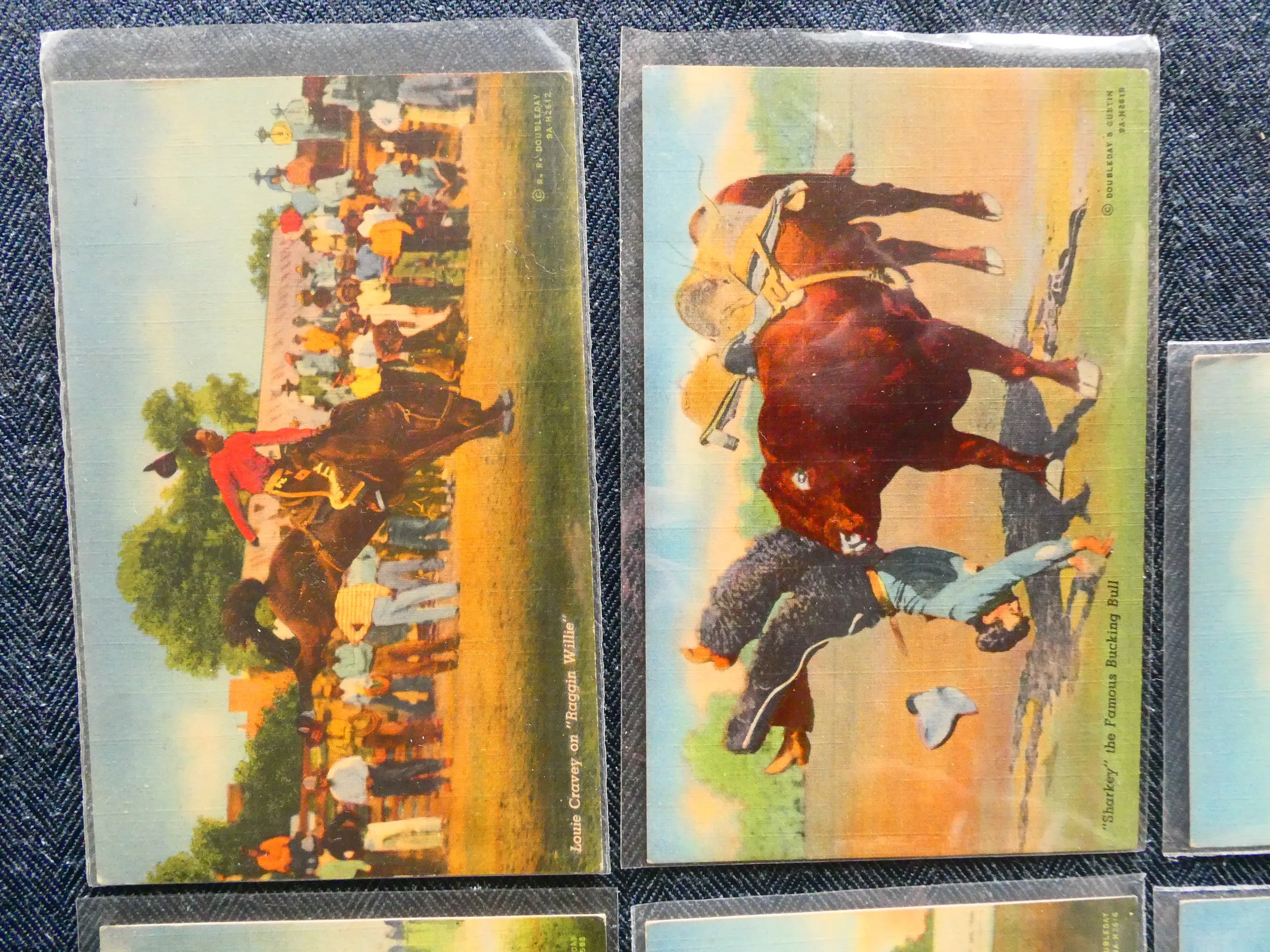 Vintage Doubleday Cowboy Rodeo Postcards, c. 1940s - Lot of 6 Cards