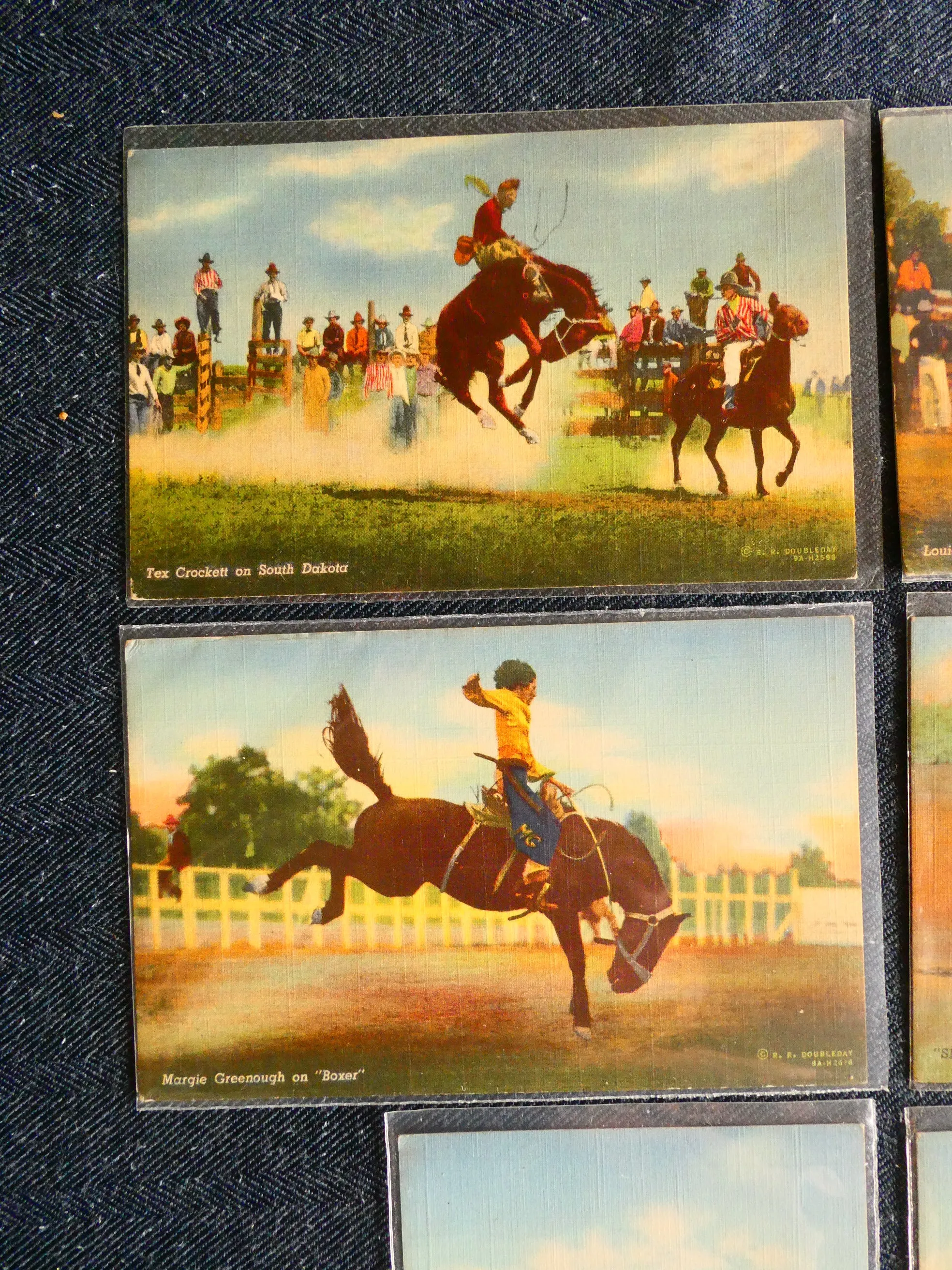 Vintage Doubleday Cowboy Rodeo Postcards, c. 1940s - Lot of 6 Cards