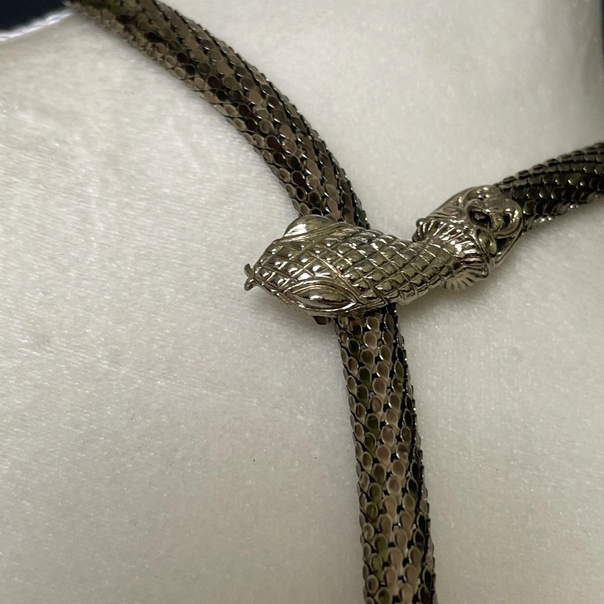 Vintage Gold Tone Snake Necklace by Whiting Davis. Adjustable Choker Lariat or Princess Pendant.