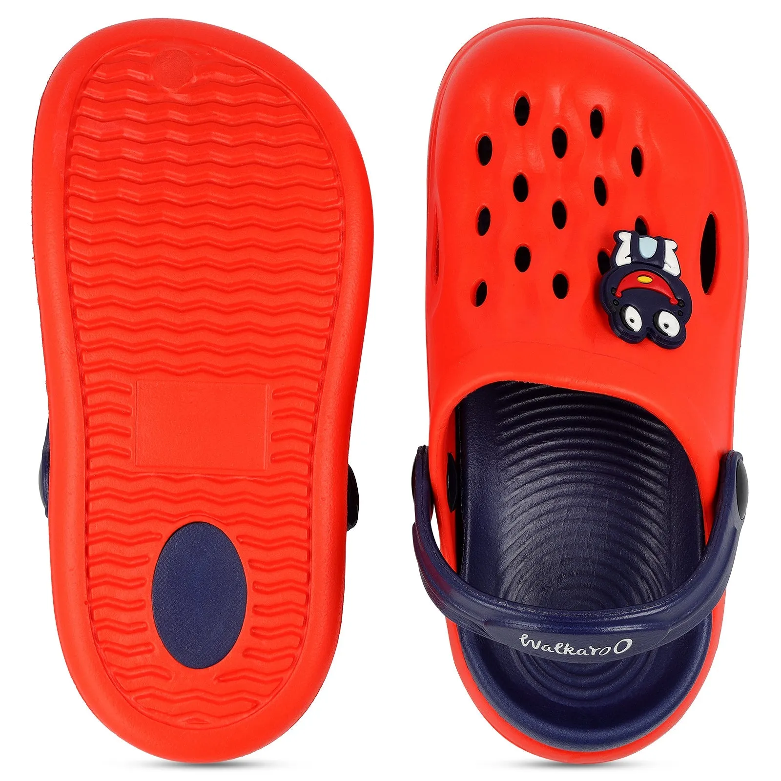 Walkaroo Basix Kids Solid Clog Sandals  - WK360 Blue Red