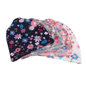 Women Cotton Colored Floral Printing Pattern Casual Outdoor Dual-Use Neck Protection Brimless Beanie