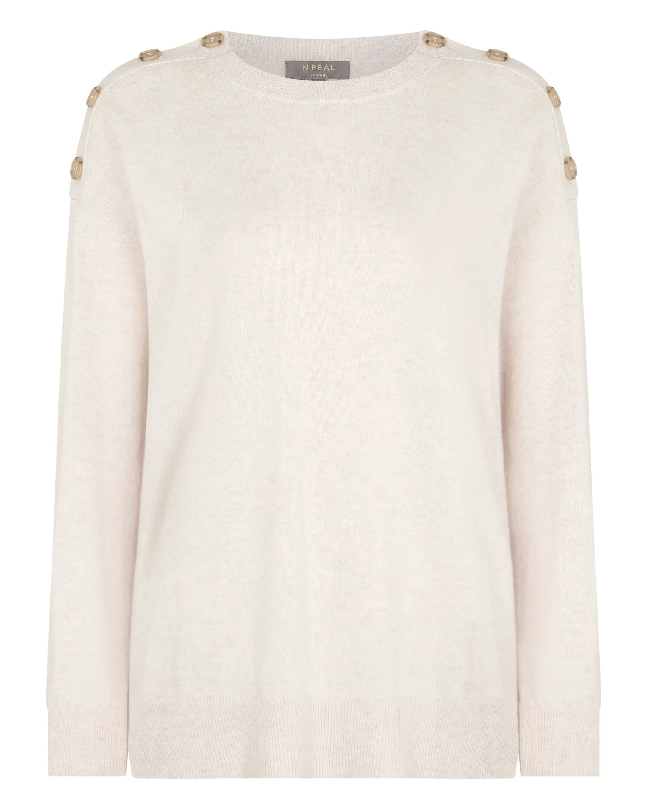 Women's Button Shoulder Cashmere Jumper Frost White