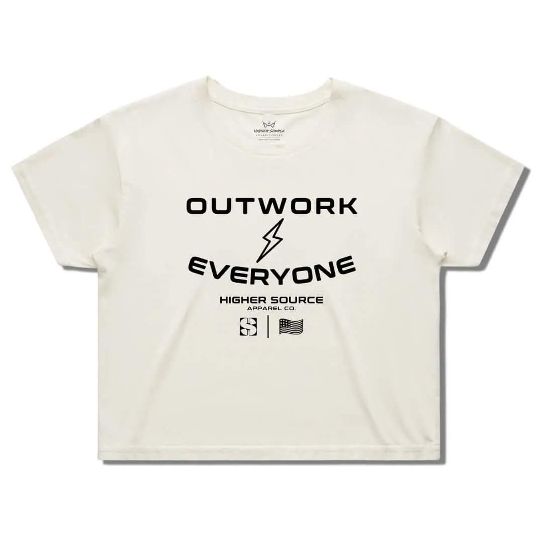 Women's Outwork Everyone Street Crop Tee - Ecru / Black