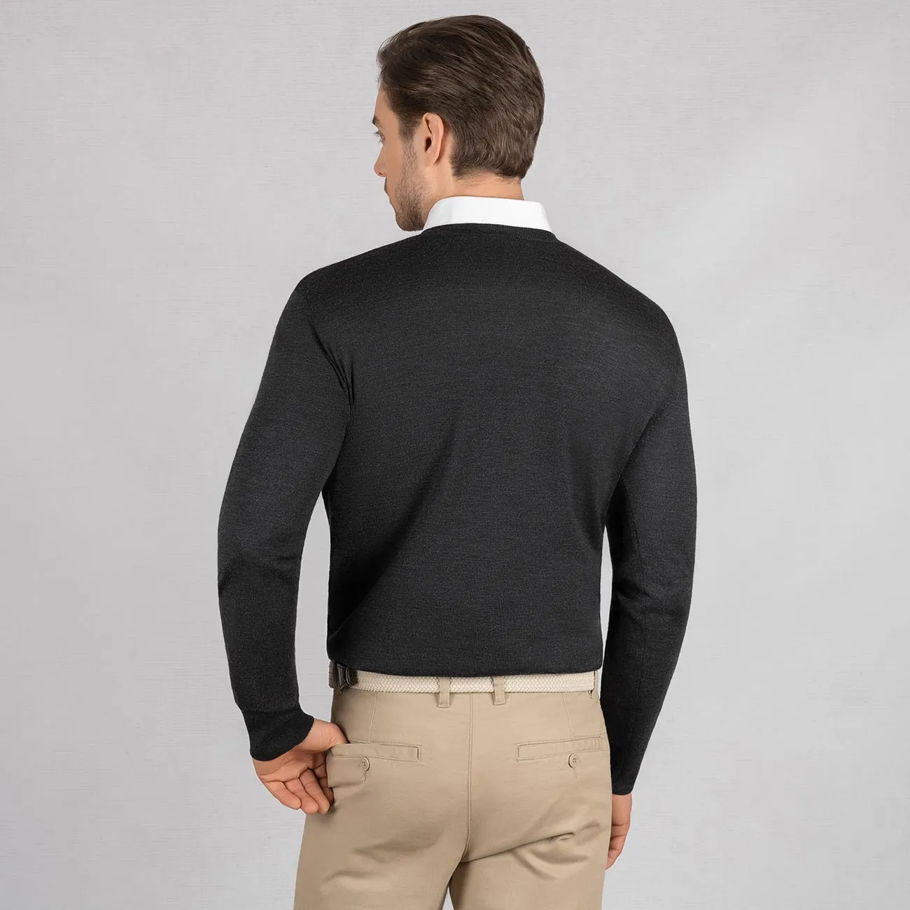 Wool Pullover Light V Neck Men