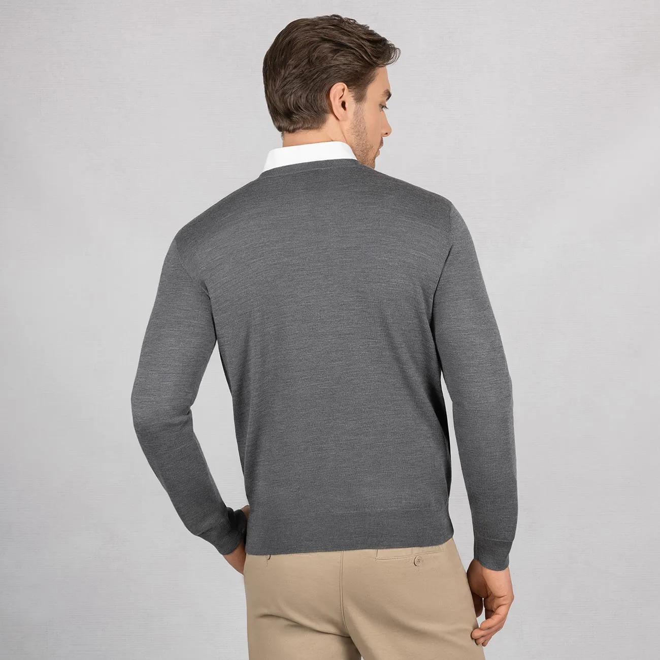 Wool Pullover Light V Neck Men