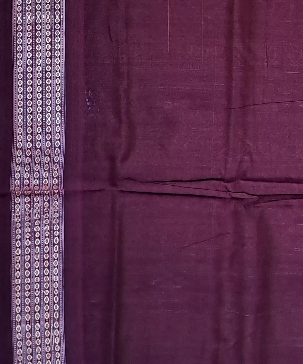 Yellow deep maroon cotton handloom bomkai saree